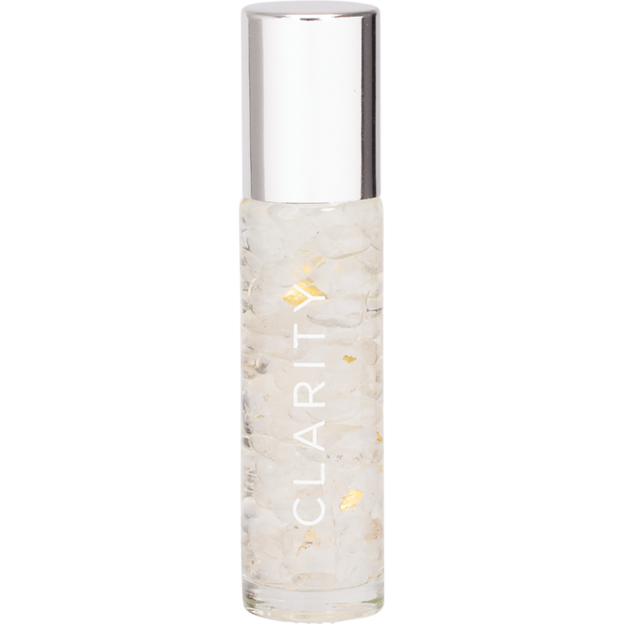 Essential Oil Roller 24K Gold Clarity Clear Quartz