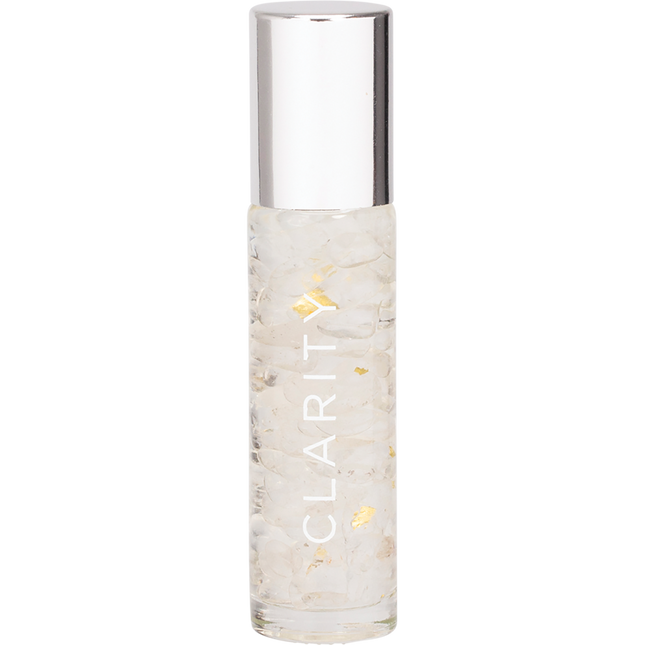 Essential Oil Roller 24K Gold Clarity Clear Quartz
