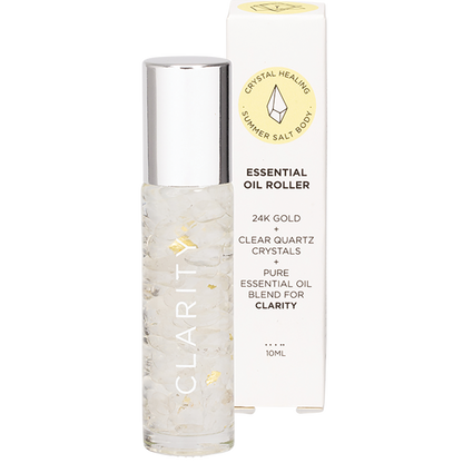 Essential Oil Roller 24K Gold Clarity Clear Quartz