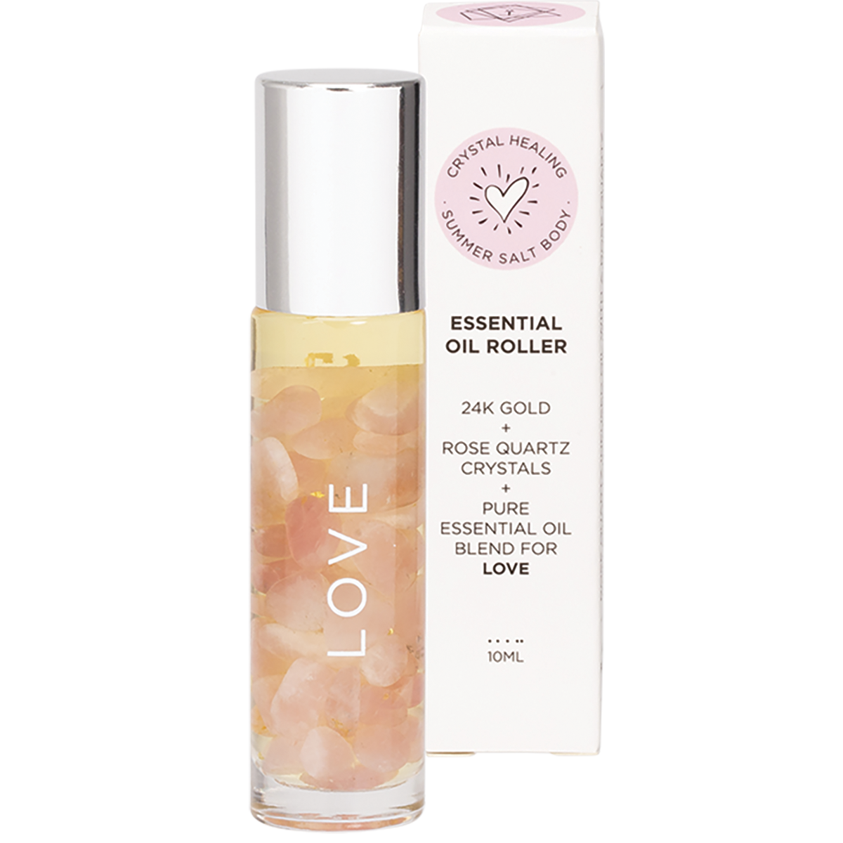 Essential Oil Roller 24K Gold Love Rose Quartz