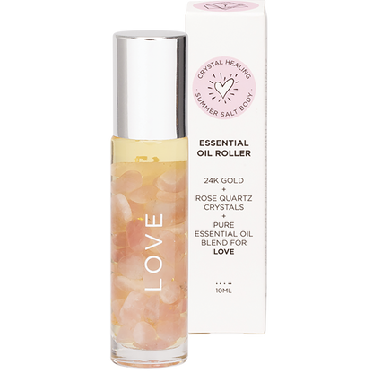 Essential Oil Roller 24K Gold Love Rose Quartz