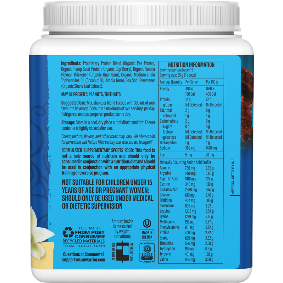 SUNWARRIOR Protein Powder Warrior Blend Vanilla