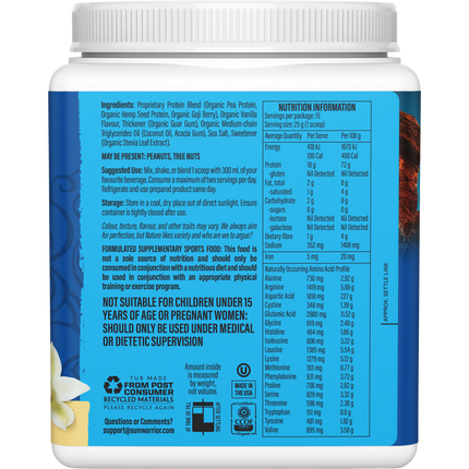 SUNWARRIOR Protein Powder Warrior Blend Vanilla