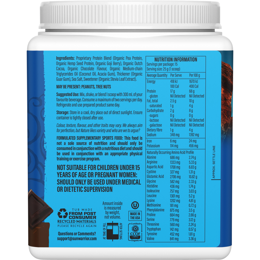 SUNWARRIOR Protein Powder Warrior Blend Chocolate