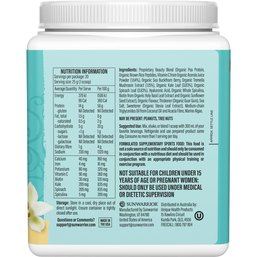SUNWARRIOR Collagen Building Protein Peptides Tahitian Vanilla