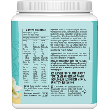 SUNWARRIOR Collagen Building Protein Peptides Tahitian Vanilla