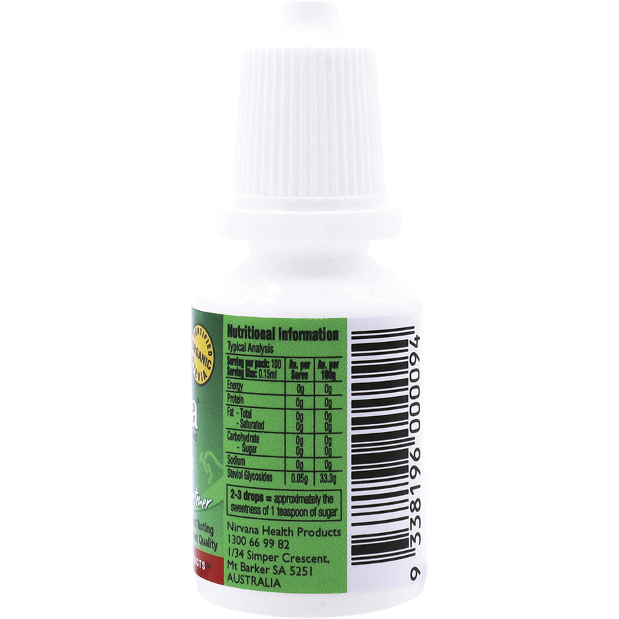 Nirvana Organics Stevia Liquid in a sleek bottle