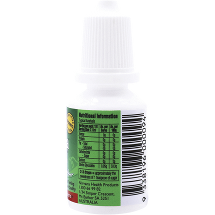 Nirvana Organics Stevia Liquid in a sleek bottle
