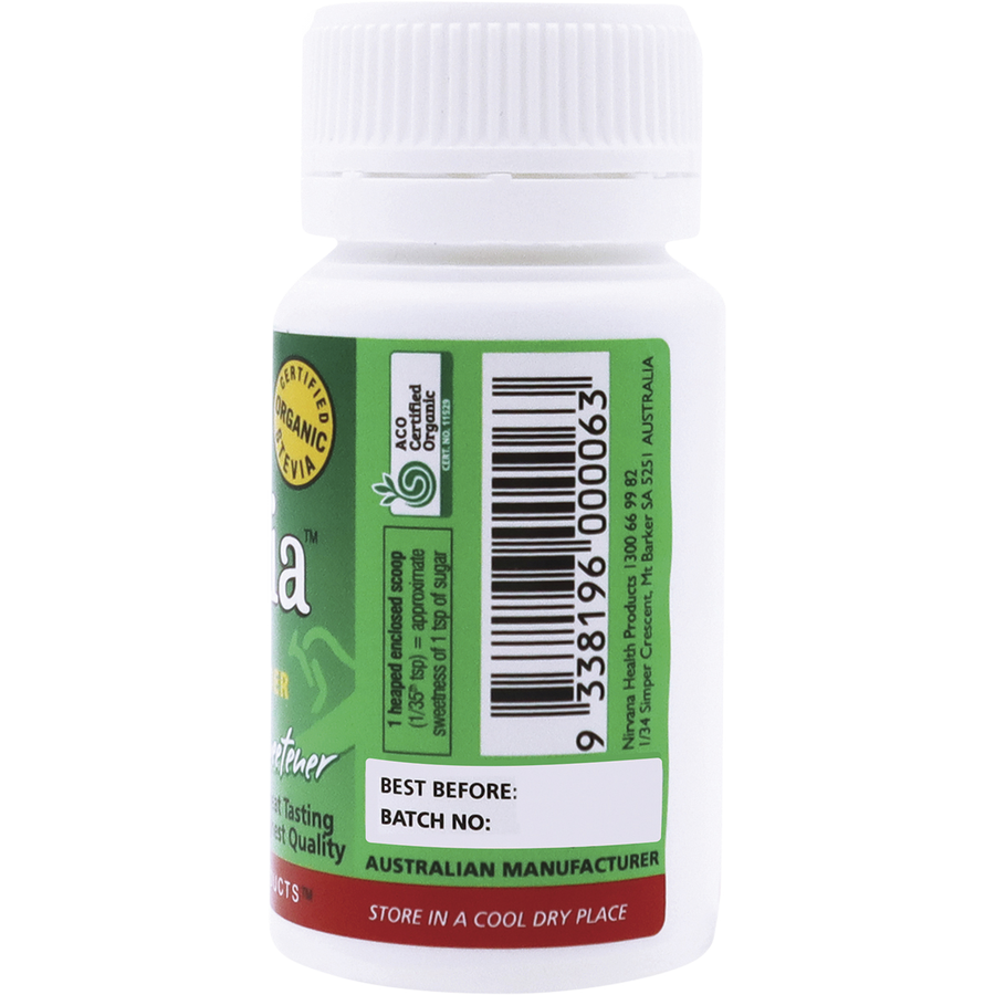 Nirvana Organics stevia powder pure extract in a resealable pouch