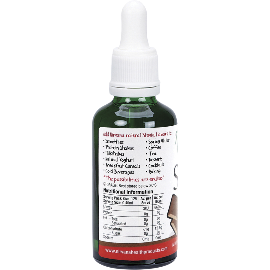 Nirvana Organics Liquid Stevia in rich chocolate flavor