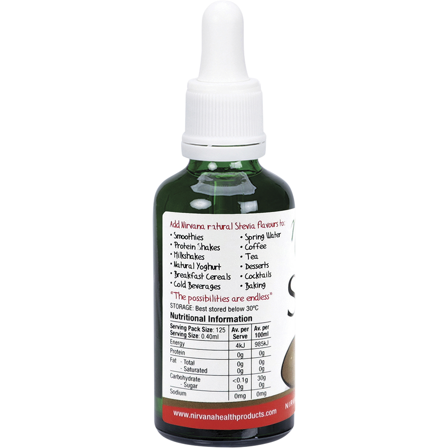 Nirvana Organics Liquid Stevia Coconut bottle on display