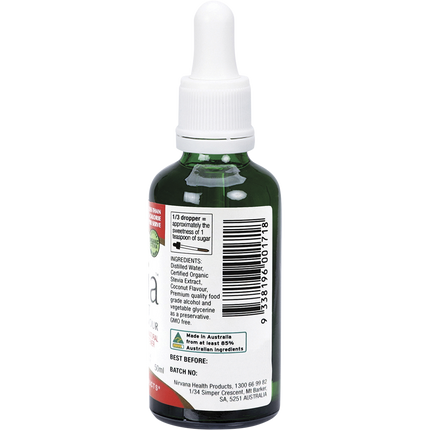Nirvana Organics Liquid Stevia Coconut bottle on white background
