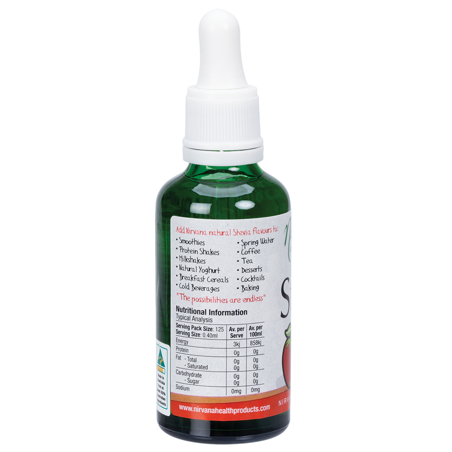 Nirvana Organics Liquid Stevia Apple bottle on white background