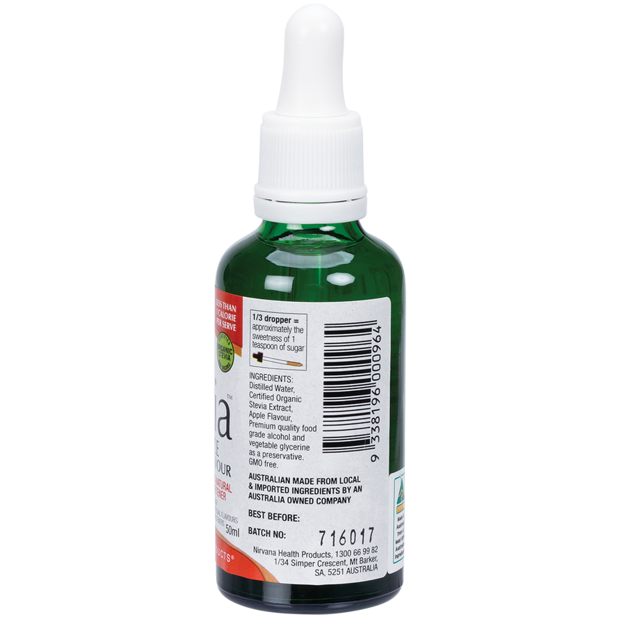 Nirvana Organics Apple Liquid Stevia sugar-free natural sweetener bottle