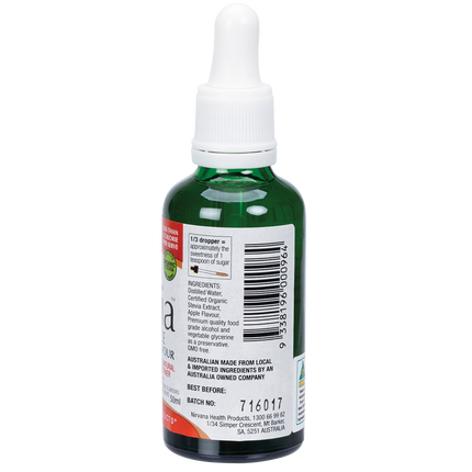 Nirvana Organics Apple Liquid Stevia sugar-free natural sweetener bottle
