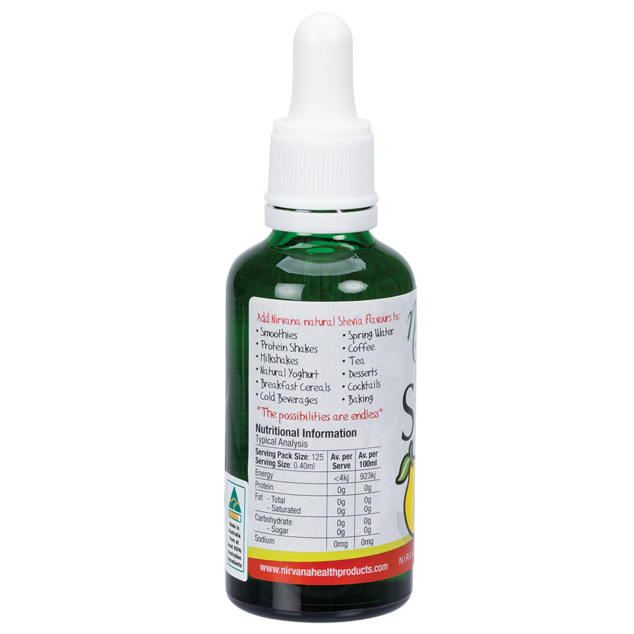 Nirvana Organics Liquid Stevia Citrus bottle with natural citrus fruits