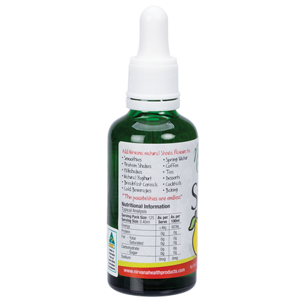 Nirvana Organics Liquid Stevia Citrus bottle with natural citrus fruits