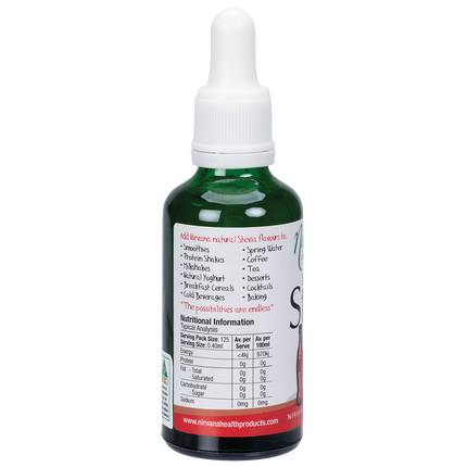 Nirvana Organics Liquid Stevia Cola in clear dropper bottle, front label visible