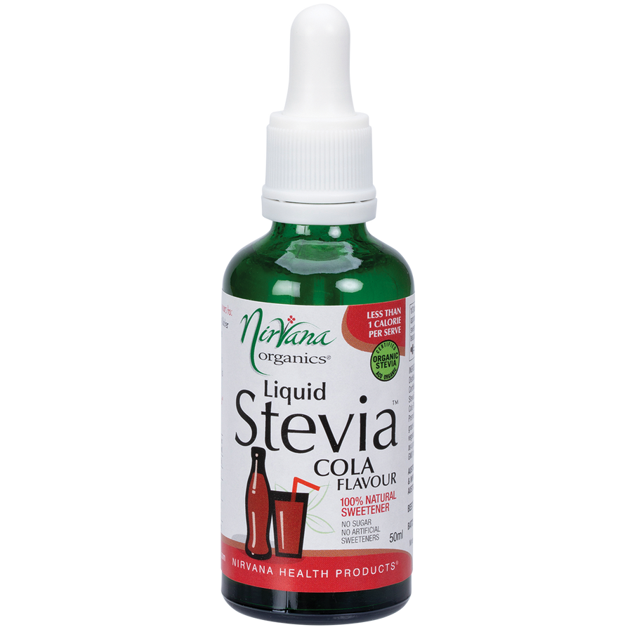 Nirvana Organics Liquid Stevia Cola bottle on white background