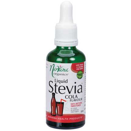 Nirvana Organics Liquid Stevia Cola bottle on white background