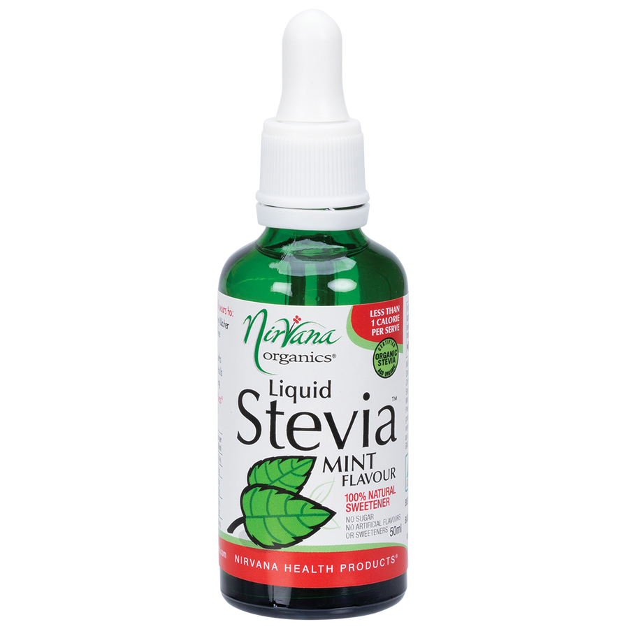 Nirvana Organics Liquid Stevia Mint bottle on white background