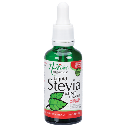Nirvana Organics Liquid Stevia Mint bottle on white background