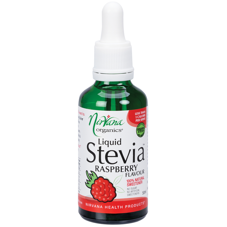 Nirvana Organics Liquid Stevia Raspberry flavor bottle