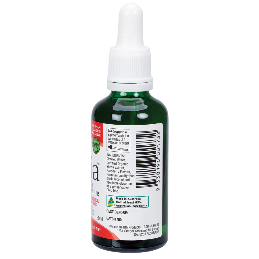 Nirvana Organics liquid stevia in raspberry flavor