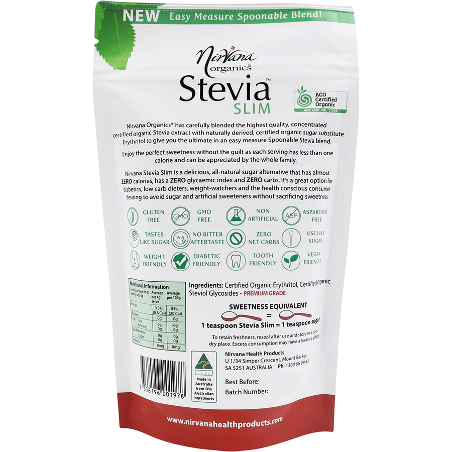 Nirvana Organics Stevia and Erythritol Sweetener in spoonable container