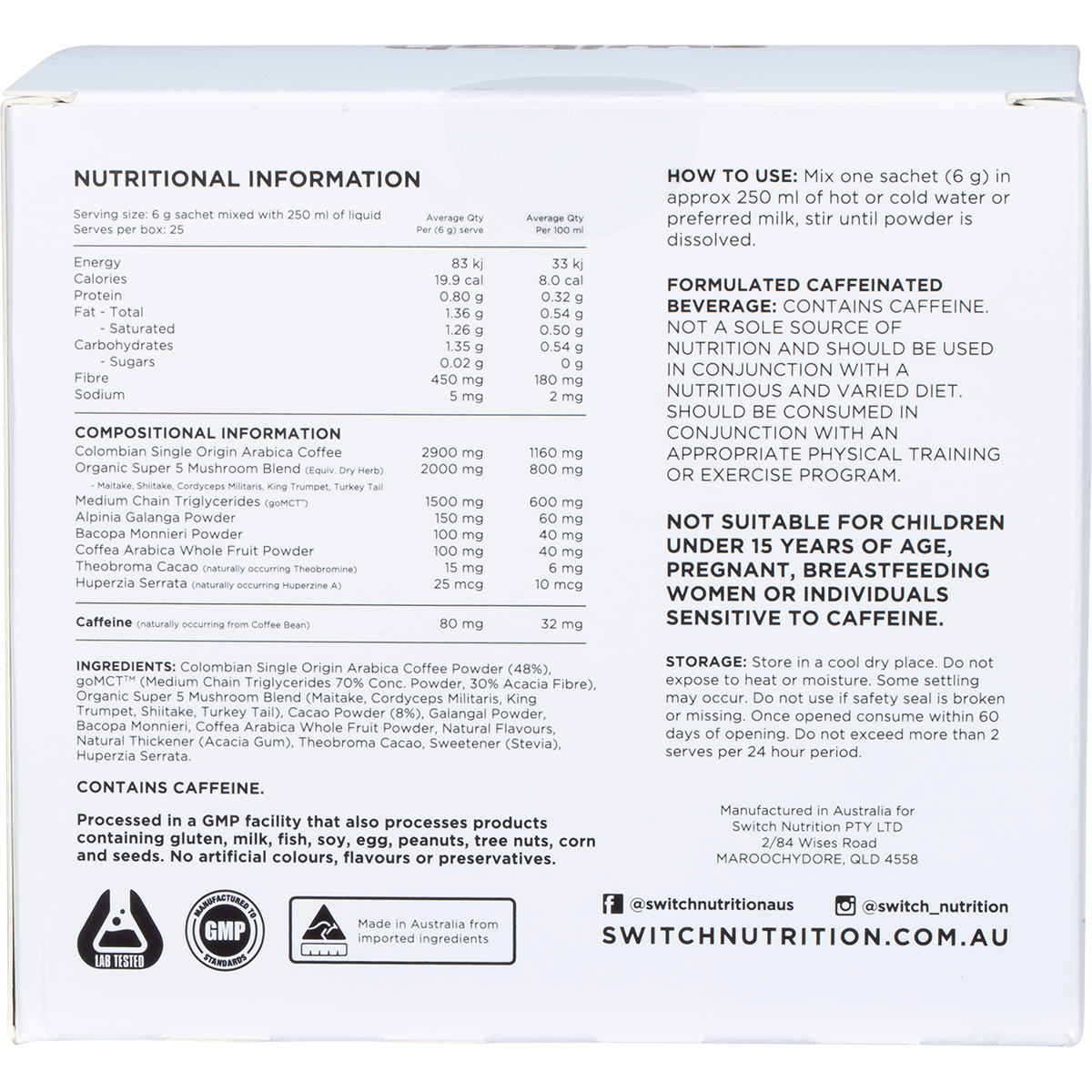 Coffee Mental Focus Elixir Cafe Mocha