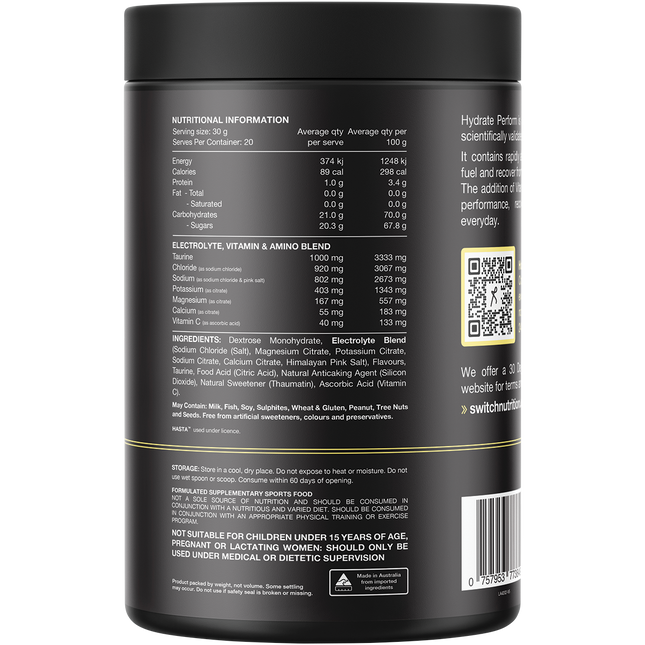 Switch Nutrition Perform Hydrate Electrolytes & Carbs Lemon Lime