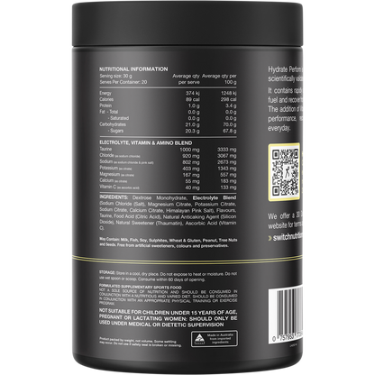 Hydrate Perform Electrolytes & Carbs Kiwi Watermelon