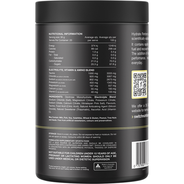 Hydrate Perform Electrolytes & Carbs Kiwi Watermelon