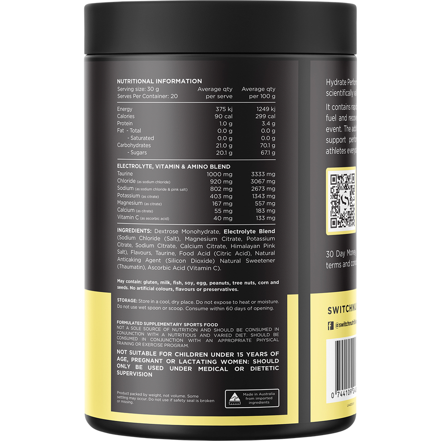 Hydrate Perform Electrolytes & Carbs Raspberry Lemonade