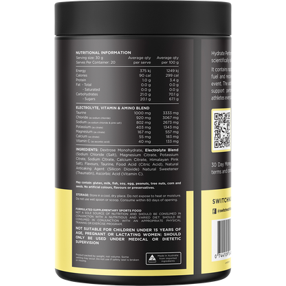 Hydrate Perform Electrolytes & Carbs Raspberry Lemonade