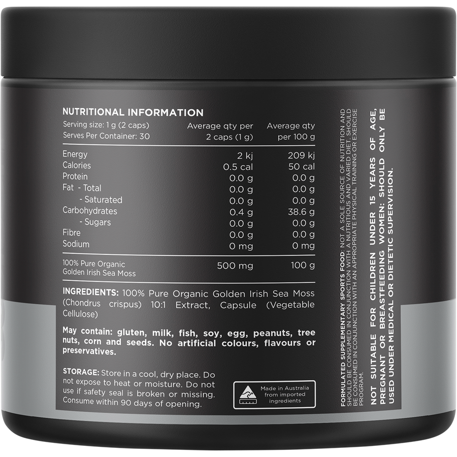 Switch Nutrition Sea Moss 10:1 Organic Irish Sea Moss Capsules