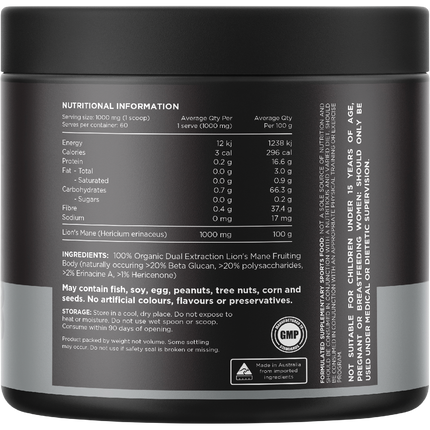 Lion's Mane 100% Pure Organic Unflavoured