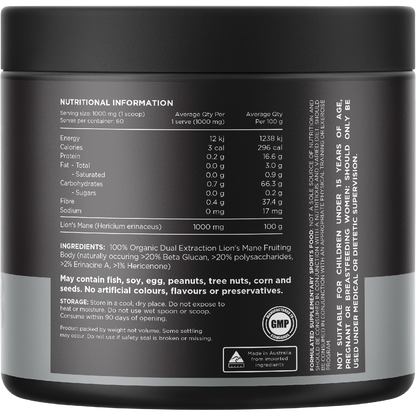 Lion's Mane 100% Pure Organic Unflavoured