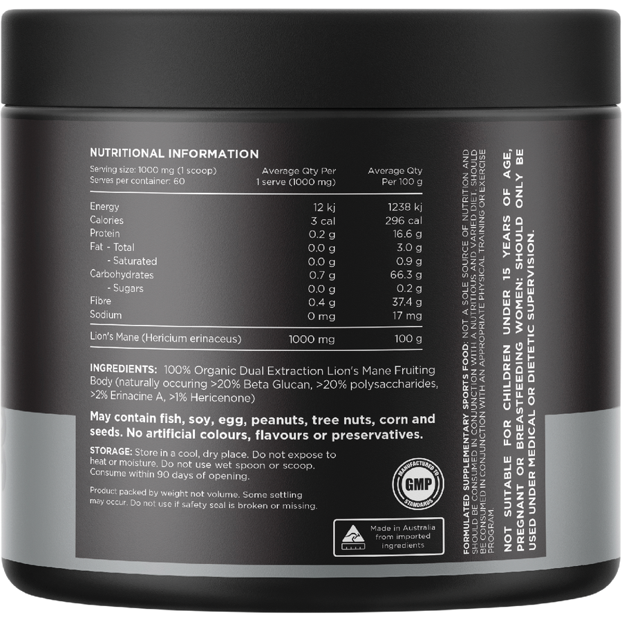 Switch Nutrition Lion's Mane 100% Pure Organic Unflavoured