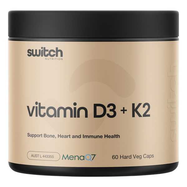 Switch Nutrition Vitamin D3 + K2 MK7 60 capsule tub front