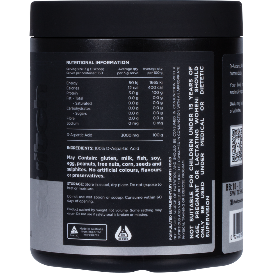 Switch Nutrition DAA 100% Pure D-Aspartic Acid Unflavoured