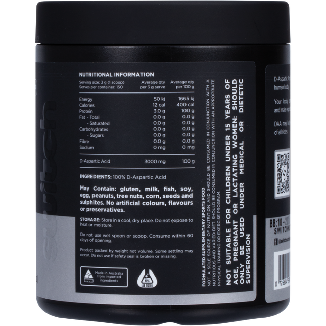 Switch Nutrition DAA 100% Pure D-Aspartic Acid Unflavoured