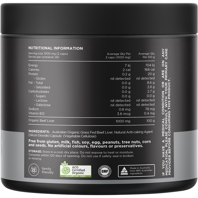 Switch Nutrition Beef Liver 100% Organic Grass Fed