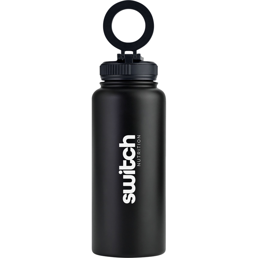Switch Nutrition Stainless Steel Water Bottle with Phone Mount Black