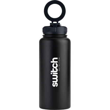 Switch Nutrition Stainless Steel Water Bottle with Phone Mount Black
