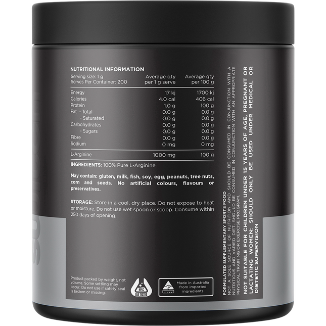 Switch Nutrition Arginine 100% Pure L-Arginine Unflavoured