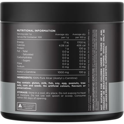 Carnitine 100% Pure Acetyl L-Carnitine Unflavoured