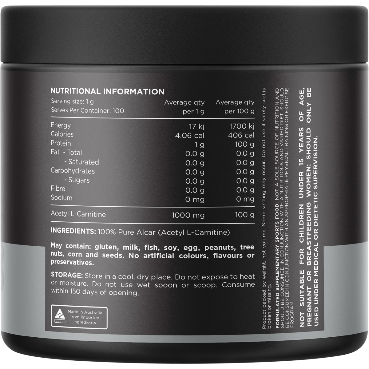 Carnitine 100% Pure Acetyl L-Carnitine Unflavoured