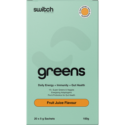 Switch Nutrition Greens Sachets in fruit juice flavor