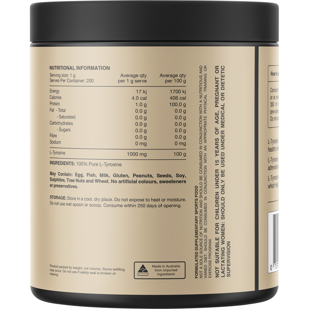 Tyrosine 100% Pure L-Tyrosine Unflavoured